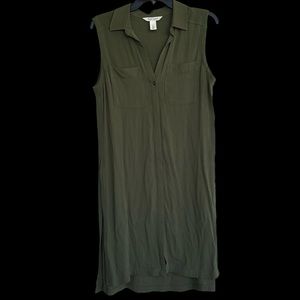 White House Black Market Rayon Button Down Summer Sheer Beach Dress Small